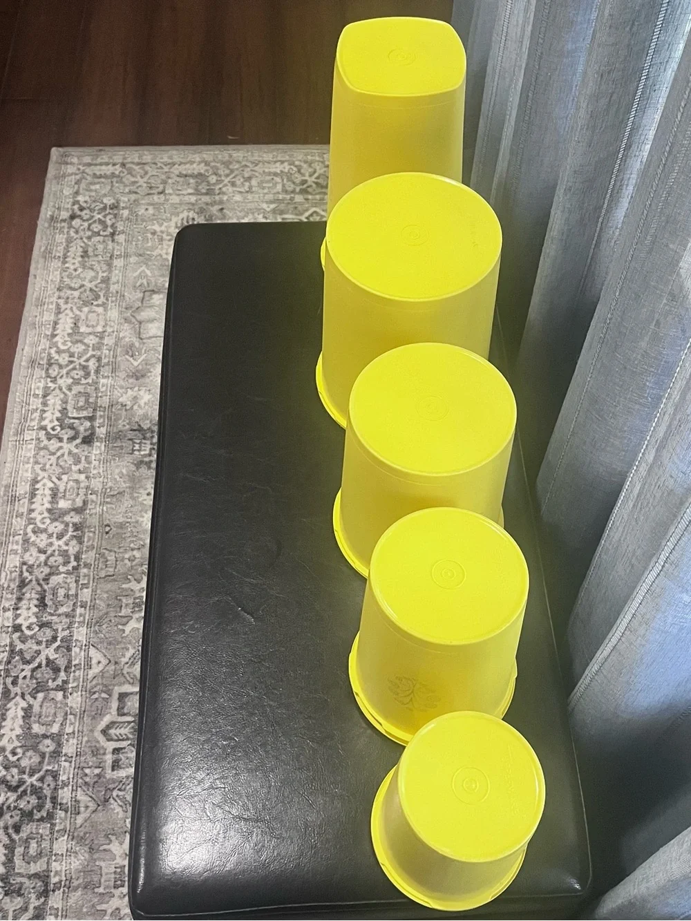 Vintage Tupperware Daffodil Yellow Servalier Canister 5-Piece Nesting Set w/Lids